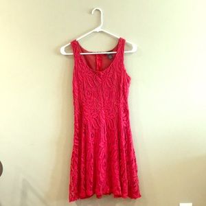 Red dress with floral pattern